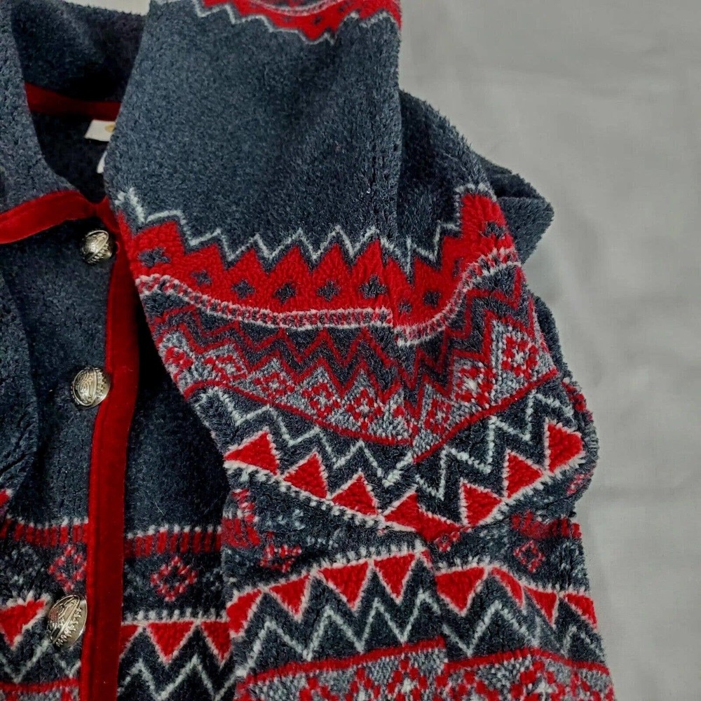 Talbots Navy and Red Patterned Fleece Jacket - Picture 8 of 10